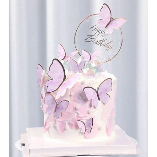 Happy Birthday Cake Toppers Handmade DIY Butterfly Cake Topper For Wedding Birthday Party Baby Shower Decor Cake Decorating