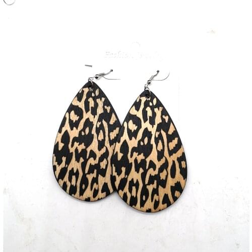 Free Shipping!!Leopard Pattern African wooden Earrings