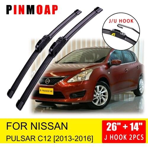 For Nissan Pulsar C12 2013 2014 2015 2016 Front Wiper Blades Brushes Cutter Accessories U J Hook