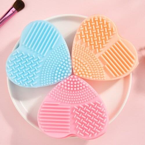 Heart-shaped Silicone Makeup Brush Scrubber Board Cleaner Pad Foundation Make Up Washing Brush Cleaning Gel Mat Tool