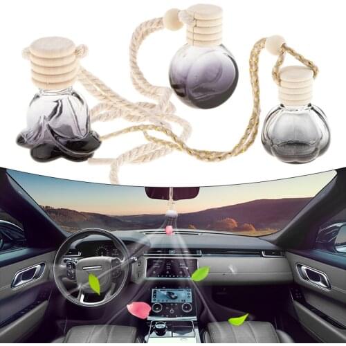 50pcs 10ml Glass Car Perfume Bottle Air Freshener Hanging Decorative Ornament Perfume Pendant for Essential Oils for Home Office