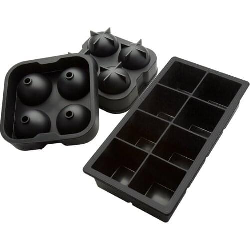 TEENRA 8 Silicone Ice Cube 4 Ice Ball Form Silicone Cube Trays Shapes Ice Cube Silicone Maker Sphere Mold Whiskey