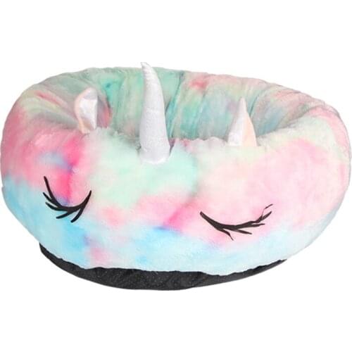 Warm Pet Dog Bed Winter Unicorn Kennel Dog Cat Bed Non-Slip Durable Colorful Pets Lounger Cushion Winter Dog Cat Accessories