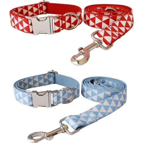 Triangle Fashion Dog Collar Traction Rope Set Personalized Engraved Pet Name Pecial Dog Rope Leash