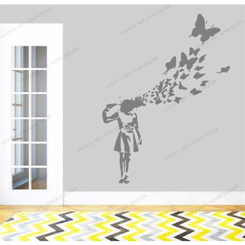 Suicide Girl Butterfly Vinyl Car Sticker Decal Graffiti Decor Art Wall Art Sticker Living Room Bedroom Decal Wallpoof CX1390