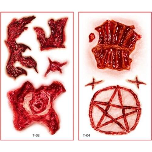 10Pcs/Set Halloween Temporary Tattoos 4 Types Unique Waterproof Body Art Horror Adult Children Scare Fake Tattoo Stickers