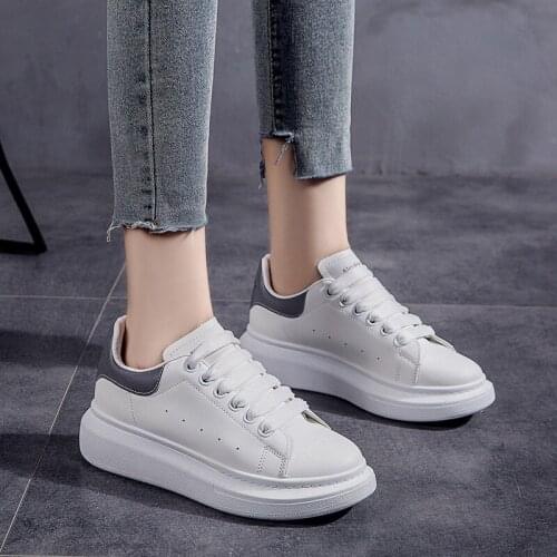 Hot White Women Shoes High quality PU Leather Fashion Platform Vulcanize Casual Sneakers Size 35-40 Female Running Sport Flats