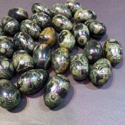 1pcs 3cm Natural Peacock Eye Stone Egg Malachite Crystal Gemstone Massage Yoni Egg Crystal Reiki Healing Chakra Stone