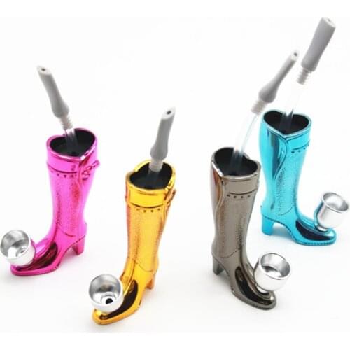 1 Pc Fashion High Boots Shape Smok Pipes Portable Creative Smoking Pipe Herb Tobacco Pipe Grinder Filter Cigarette Holder