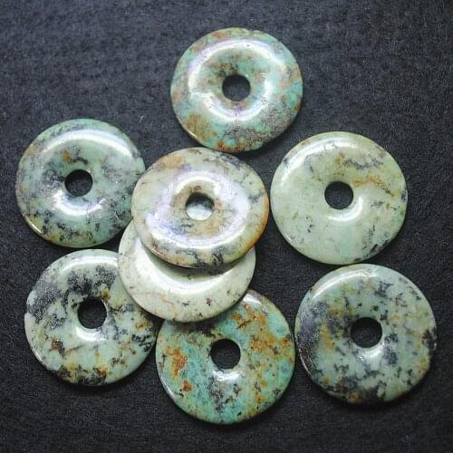 1pc natural african turquoisee stone pendants donut shape size 30mm40mm 50mm good selling in us for necklace making accessories