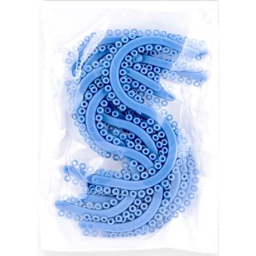 10sticks/pack Dental Elastic Separators Orthodontic Material S shape Oral Separator Ligature Ties Blue Color Circle Rubber Ring