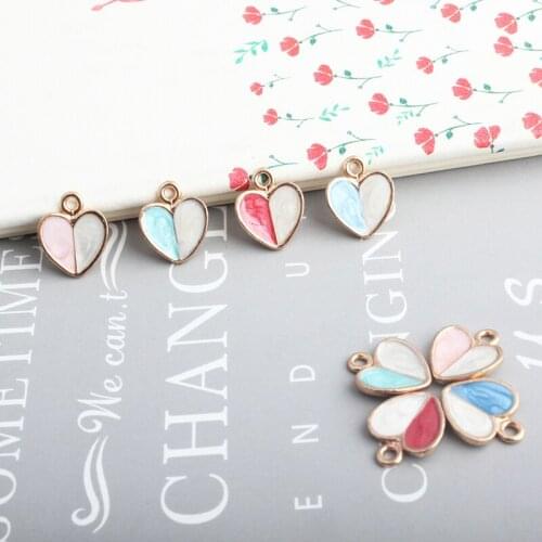 10pcs Small Love Enamel Charms Heart Shape Bracelet Findings Handmade Pendant Dangle Hair Earring Jewelry Gifts 12*15mm YZ523