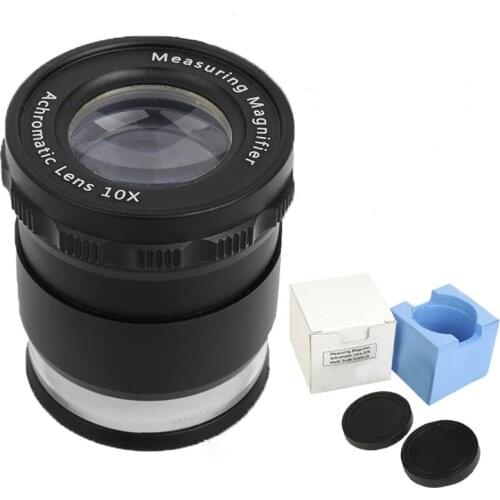 10X LED Illuminated Adjustable Cylindrical Drawing Measuring Cloth Magnifier Loupe Magnifying Glass Lens Reading Graticule Scale