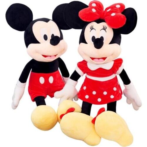 2Pcs 35-50cm Mickey Mouse Doll Minnie Mouse Mice Stuffed Plush Toy Soft Good Quality Lover Valentines Gift Present