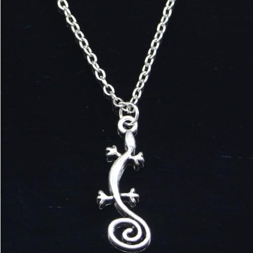 20pcs New Fashion Necklace 29x11mm gecko house lizard Pendants Short Long Women Men Colar Gift Jewelry Choker
