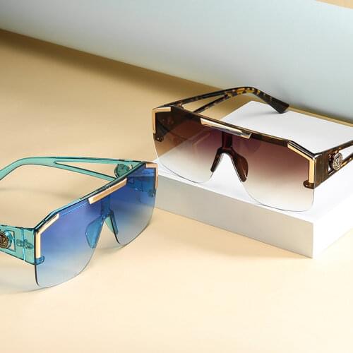 2021 Fashion Luxury Brand Designer Oversized Square Sunglasses Men Women Retro Big Frame Semi-Rimless Driving Sun Glasses UV400