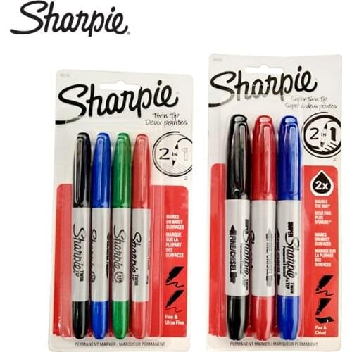 3/4pcs Sharpie Dust-free Marker Double-headed Marker Double-headed Three-point Marker Stationery Permanent Marker Graffiti