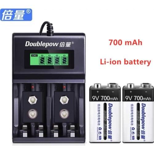 Doublepow 9 V Battery 700 mAh multimeter microphone Battery + 9V/AA/AAA rechargeable battery charger LCD smart display charger