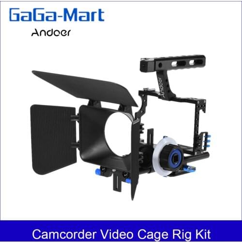 Andoer C500 Aluminum Alloy Camera Camcorder Video Cage Rig Kit Film Making System with 15mm Rod Matte Box Follow Focus Handle