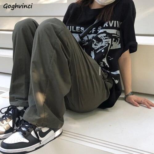 Pants Women Simple High Waist Wide Leg Solid Baggy Fashion Loose Female Trousers Summer Street Wear All-match Harajuku Ulzzang