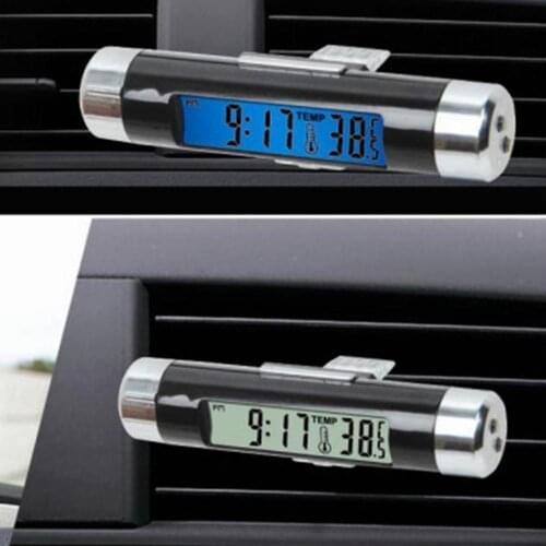 Digital LED Car Clock Thermometer Electronic Time Air Conditioning Vent Backlight Temperature Voltage Meter
