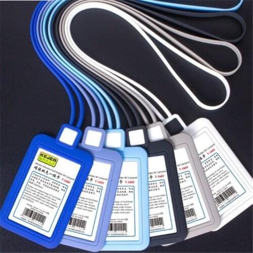 Name id card holder with lanyard card holder keychain photocard holder Silica gel clip holder School supply stationery store