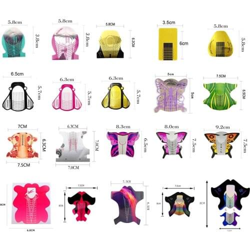 100pcs Nail Shapes Tools Nail Sculpting Extension Molds Stickers Nail Forms UV Gel Acrylic Nail Stickers Designer