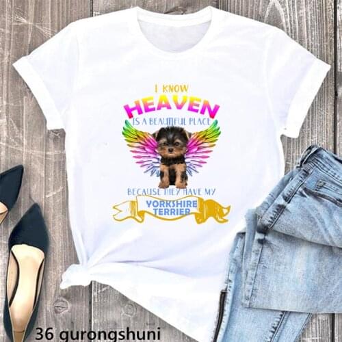 Adorable yorkies dog printed tshirt women kawaii animal print tee shirt femme white custom t shirt t-shirts tops clothes