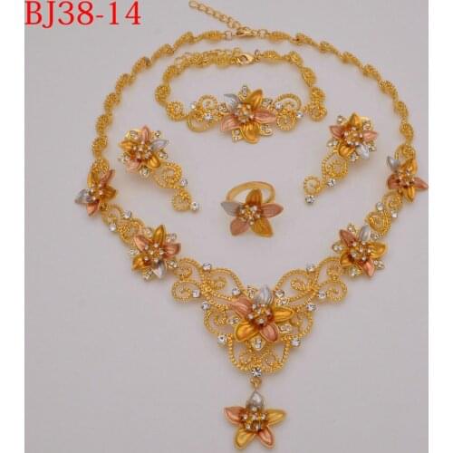 Hot Sale Fine Jewelry Sets For Women Cubic Zirconia Ring Earrings Necklaces Pendants Wedding African Beads set Gold Plated