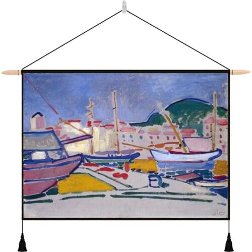 Art Print Tapestry Modern Painting Landscape Tassel Tapestry Nordic Colorful Bedroom Decor Dodatki Do Pokoju Tapastry DE50GT