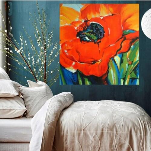 Canvas Painting Fashion Poster Bright Flower Wall Picture Canvas Oil Painting Cuardros decoracion For Living Room Wall Orange