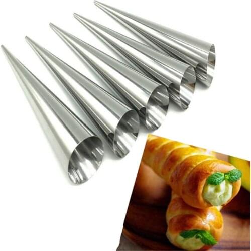 5Pcs Conical Tube Cone Roll Moulds Spiral Croissants Molds Cream Horn Mould Pastry Mold Cookie Dessert Home Kitchen Baking Tool