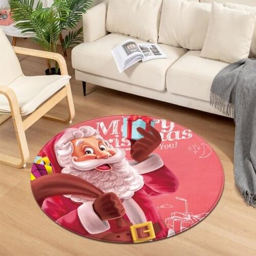 Christmas Pattern Round Carpet Kids Room Living Room Carpet Bedroom Decoration 3D Rug Computer Chair Anti-slip Floor Bedside mat