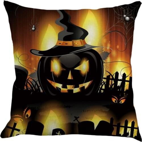 Halloween Pumpkin Castle Print Linen Pillow Covers Cute Pillowcase Home Sofa Cushion Covers Halloween Party Ornament