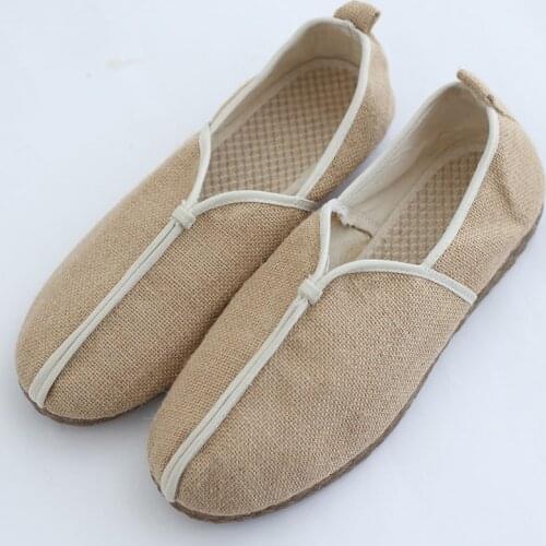 QPFJQD Men Breathable Casual Shoes Hemp Espadrille Fisherman Silp On Lazy Soft Driving Flats ManS Wicking Canvas Linen Loafers