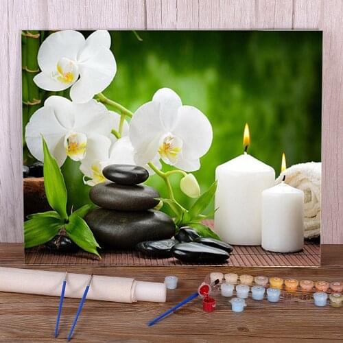 Orchid Flower Painting By Numbers Package Acrylic Paints 50*70 Canvas Pictures Home Decoration For Wholesale