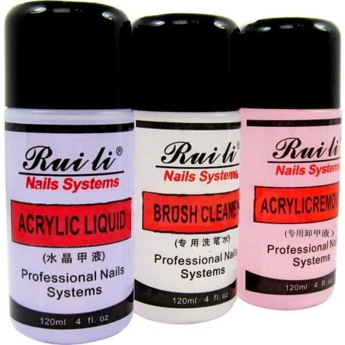Pro 3 Pcs ACRYLIC 120ML LIQUID+REMOVER+BRUSH CLEANER For NAIL ART Tips Kit SET
