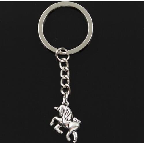 New Fashion Keychain 19x16mm Horse Unicorn Pendants DIY Men Jewelry Car Key Chain Ring Holder Souvenir For Gift
