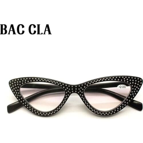 BAC CLA Cat Eye Reading Glasses Women Men Presbyopic Eyeglasses Female Male Hyperopia Eyewear Fashion Spectacles with Rhinestone