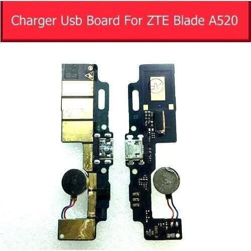 Vibrator & USB Charging Jack Board For ZTE blade A520 BA520 Usb Charger Port Dock Connector module Flex Ribbon Cable replacement