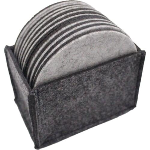 10 PCS Felt Drink Cup Coaster with Holder Round Soft Absorbent Cup Mats Scratch Preventing Reusable for Home Bar WWO66