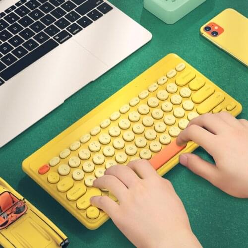 Portable Wireless USB Keyboard Mini Round Keycap Silent Gaming Computer Keyboard for Macbook Pro Laptop Desktop PC