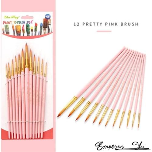 12 pcs Professional Paint Brushes Different Shape Nylon Hair Artist Painting Brush For Acrylic Oil Watercolor Art Supplies