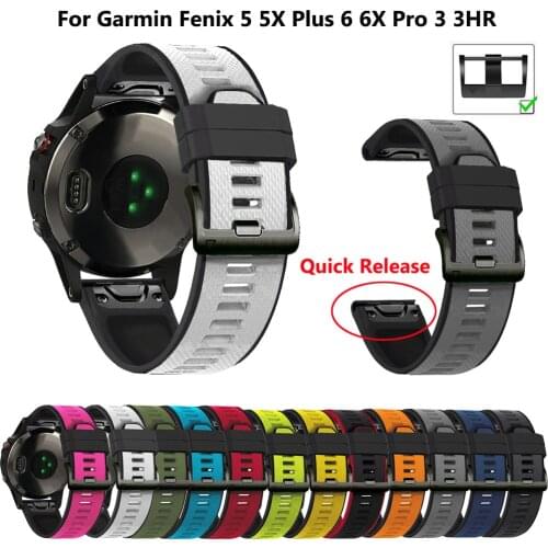 26 22mm Silicone Watchband for Garmin Fenix 6X 6 Pro Watch Quick Release Easy fit Wrist Band Strap For Fenix 5X 5 Plus 3 3HR