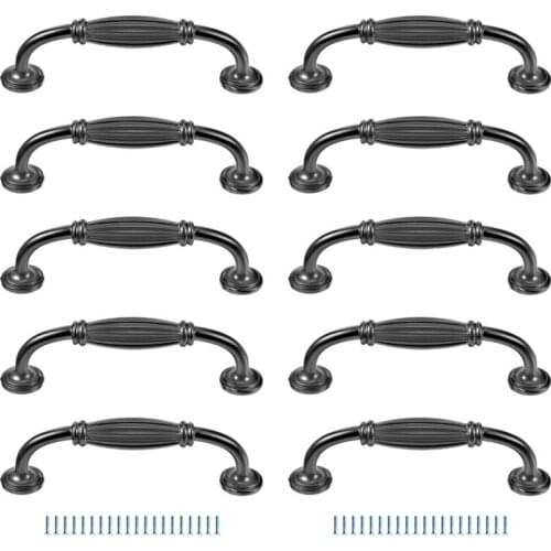 Cabinet zinc alloy handle 3-3 / 4 inch 96mm5 inch 128mm inch hole center flat black 10pcs