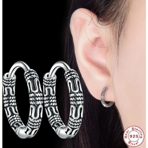 SHQIYAYI 925 Sterling Silver Hoop Earrings For Women Vintage Classic Simple Cute Earrings Korean Accessories Jewelry 104