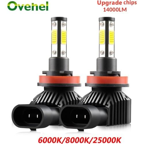 OVEHEL H7 LED Car Headlight 4 Side 360 Degree LED 14000LM H1 H4 H8 H9 H11 Led Headlight BulbHB3 9005 HB4 9006 Car Lights 6000K