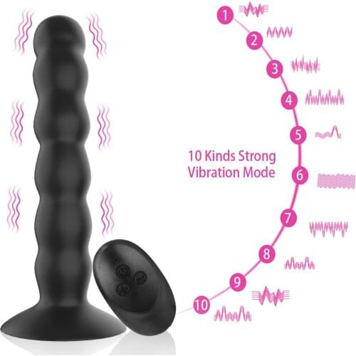 Vibrating Anal Beads 10 Modes Butt Plug Suction Cup Vagina Prostate Massage Vibrator Wireless Sex Toys for Women Men