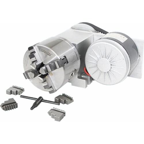 Adjustable-Speed Rotary A 4th Axis Dividing Head 100 Chuck with Power Supply Speed Controller for CNC Router Milling Machine