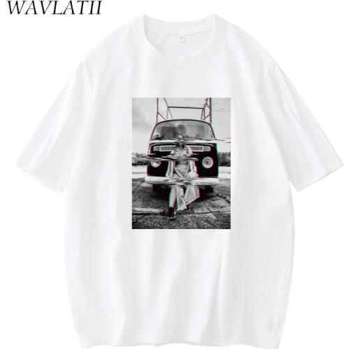 WAVLATII Women Summer Classic Pattern Tshirts Lady Cotton White Black Tees Female Fashion Summer Short Sleeve Tops WT2133